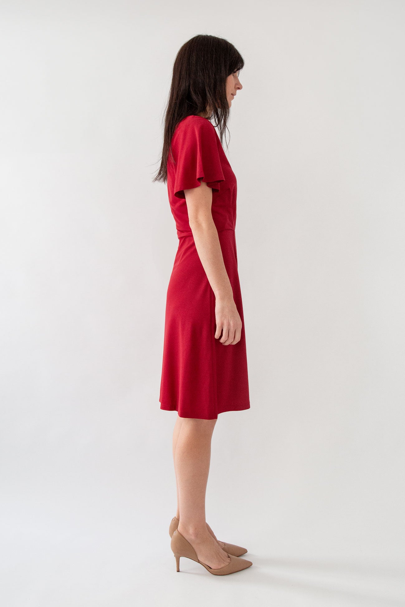 Wrap Dress in Merlot Red