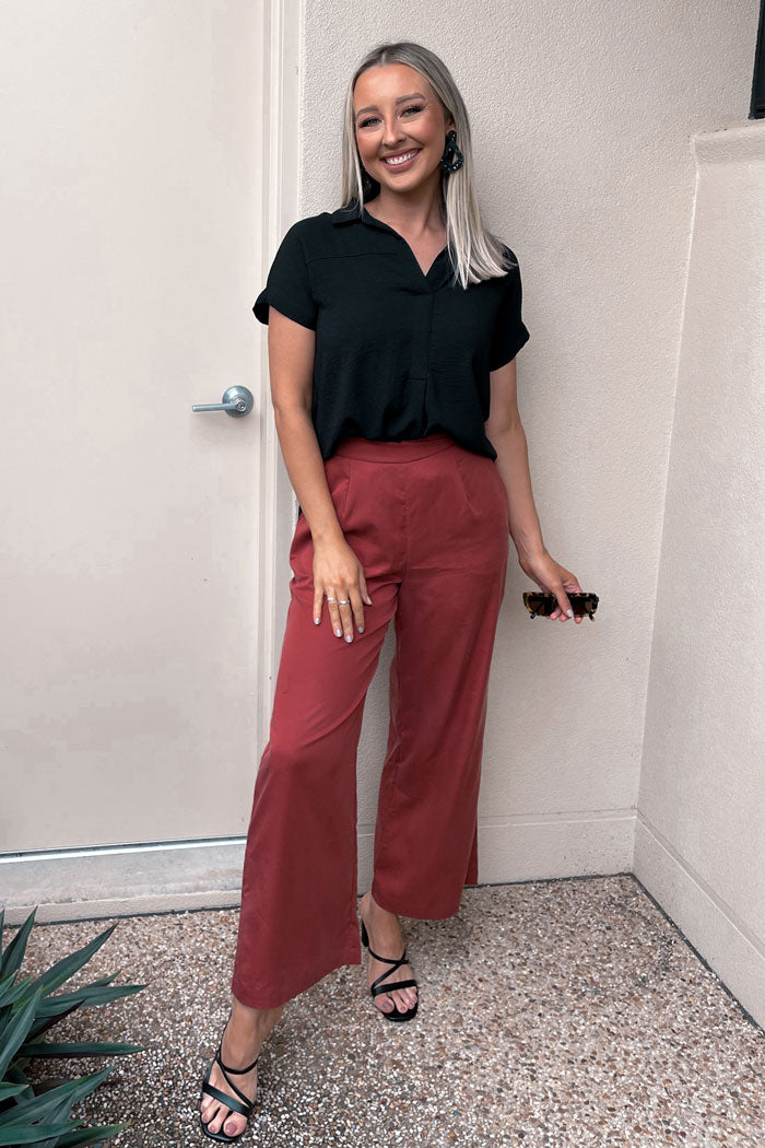 Terracotta Red Crossover Pant