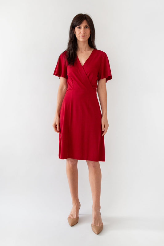 Wrap Dress in Merlot Red