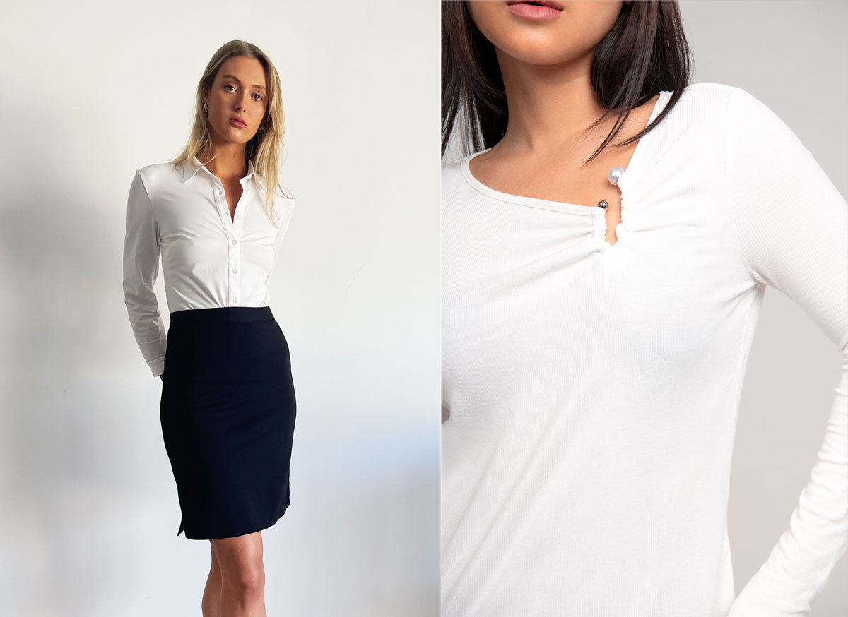 Limitless Pencil Skirt + Supple Pearl Long Sleeve Top